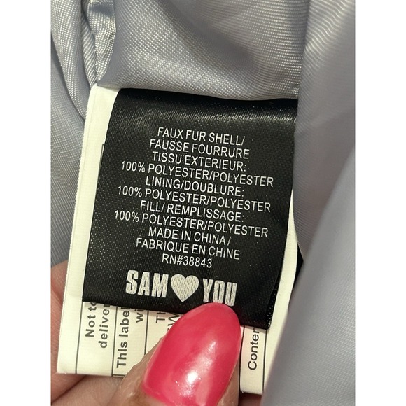 Sam Edelman Faux Fur‎ Notched Gray Teddy Coat Size M EUC - Picture 7 of 7